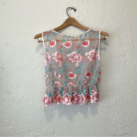 INTIMISSIMI Top Sheer Mesh Embroidered Floral Cropped Medium M - Picture 7 of 10